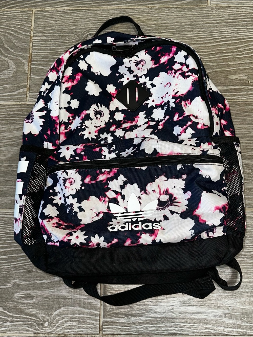 adidas Originals Trefoil Logo 2.0 Pocket Backpack Pink Floral Legend School Bag - Picture 1 of 14
